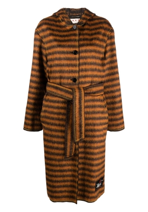 Marni striped hooded coat - Orange