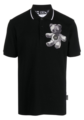 Philipp Plein Paisley Teddy Bear polo shirt - Black
