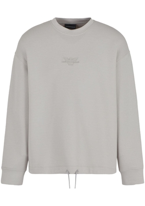 Emporio Armani logo-embroidered crew-neck sweatshirt - Grey