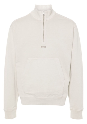 BOSS logo-detail cotton sweatshirt - Neutrals