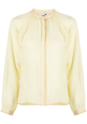 mii decorative-stitching cotton blouse - Yellow