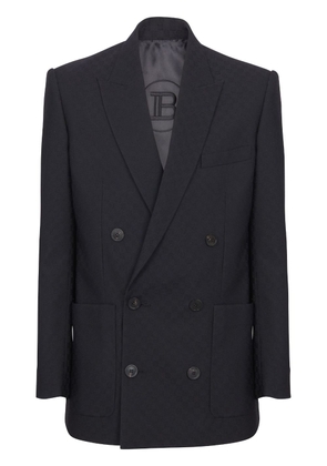 Balmain monogram-jacquard wool blazer - Black