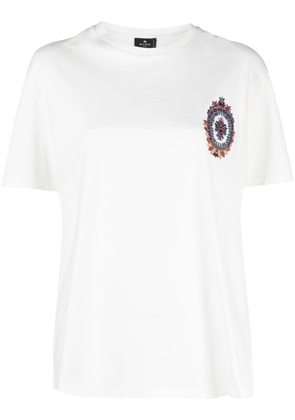 ETRO embroidered-crest cotton T-shirt - White