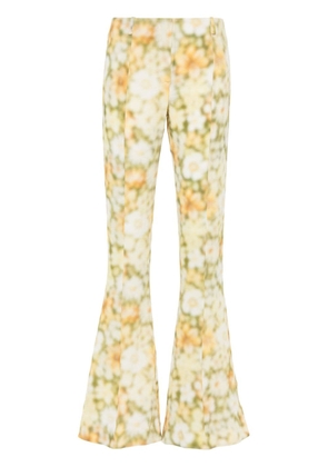 Acne Studios abstract-print flared trousers - Green