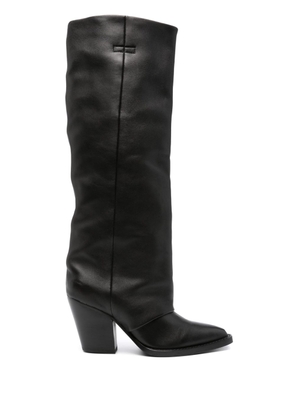 Ash 85mm folded-detail leather boots - Black