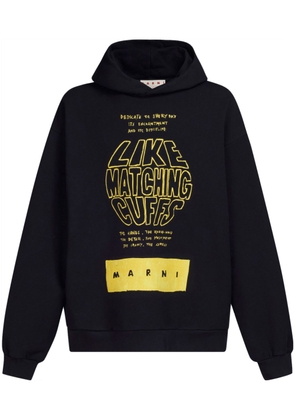 Marni slogan-print cotton hoodie - Black