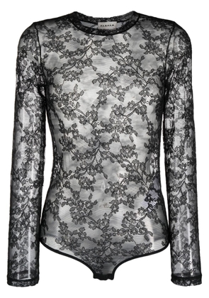 P.A.R.O.S.H. semi-sheer floral-lace bodysuit - Black