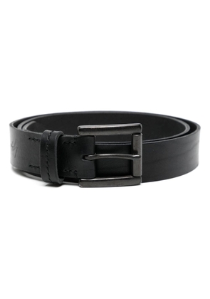Yohji Yamamoto logo-debossed leather belt - Black