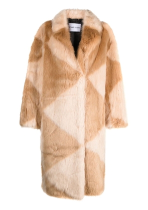 STAND STUDIO geometric-pattern faux-fur coat - Brown