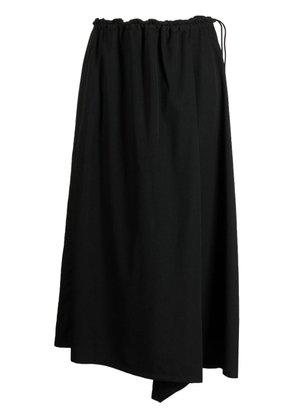 Y's drawstring-waist wool midi skirt - Black