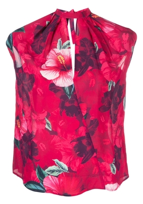 PINKO hibiscus-print sleeveless blouse