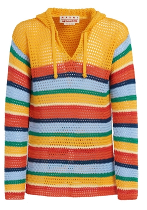 Marni crochet-knit striped hoodie - Orange