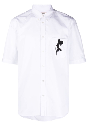 Alexander McQueen Orchid-embroidered cotton shirt - White