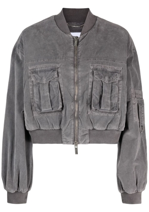 Blumarine velvet wide-sleeved bomber jacket - Grey