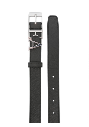 Emporio Armani logo-lettering leather belt - Black