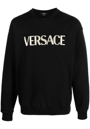 Versace logo-embroidery jersey jumper - Black