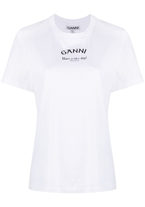 GANNI logo-print organic cotton T-shirt - White