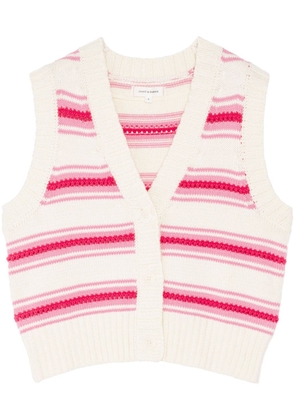Chinti & Parker striped cotton knitted vest - White