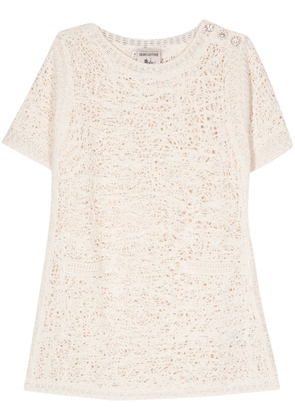 Semicouture short-sleeve knitted dress - Neutrals