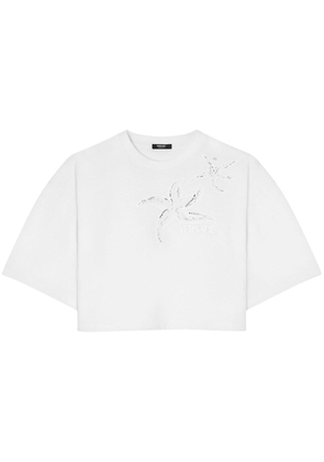 Versace starfish-embroidered cropped T-shirt - White