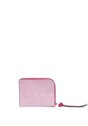 GANNI 3D-logo zipped wallet - Pink