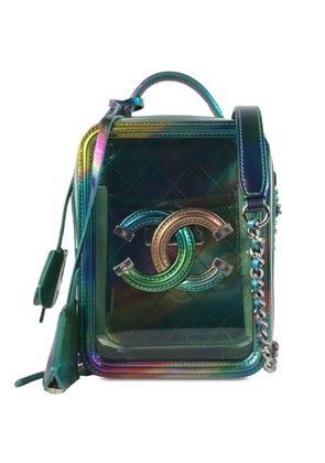 CHANEL Pre-Owned 2019 Rainbow PVC CC Filigree Vertical Vanity Case satchel - Green