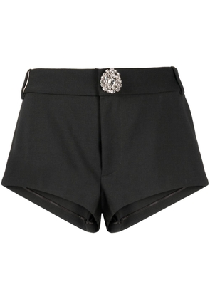 AREA crystal-embellished virgin wool mini shorts - Black