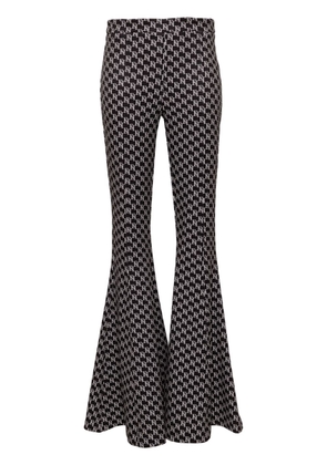 Elisabetta Franchi monogram-print flared trousers - Black
