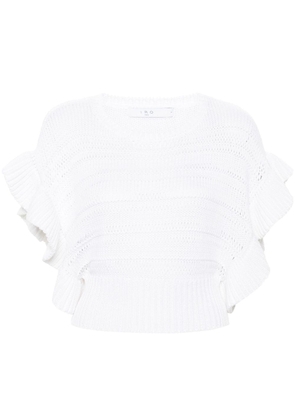 IRO ruffled open-knit jumper - White