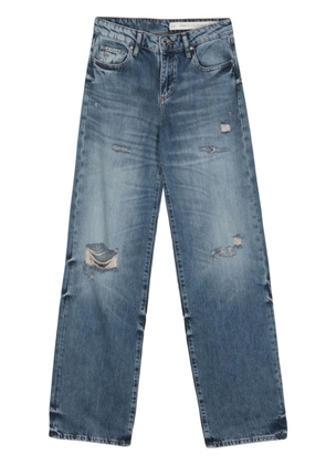 Armani Exchange distressed washed straight jeans - Blue