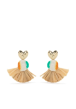 Bimba y Lola heart-motif fringed earrings - Neutrals
