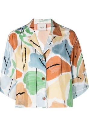 Alysi patterned short-sleeved silk shirt - Neutrals