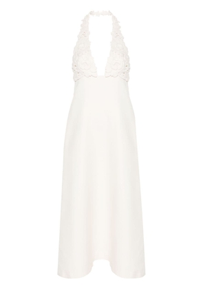 Valentino Garavani floral-appliqué crepe maxi dress - White