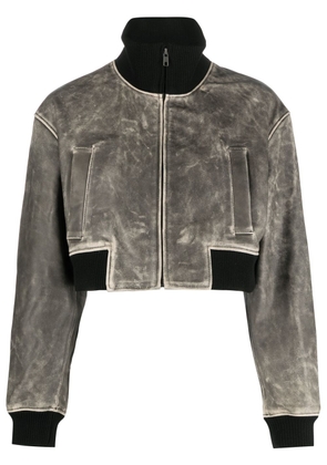 Manokhi cropped leather jacket - Grey