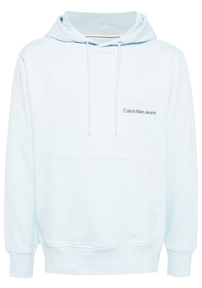 Calvin Klein logo-print cotton hoodie - Blue