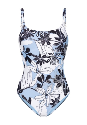 TWINSET floral-print open-back swimsuit - White