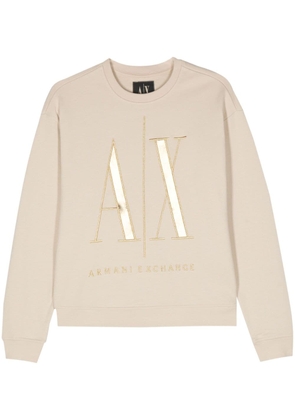 Armani Exchange metallic logo-embroidered sweatshirt - Neutrals