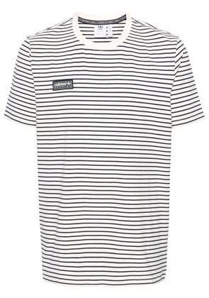adidas logo-patch striped T-shirt - White
