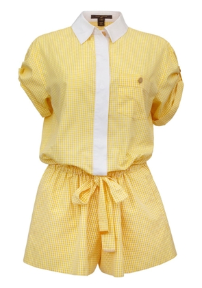 Louis Vuitton Pre-Owned gingham check short-sleeved playsuit - Yellow