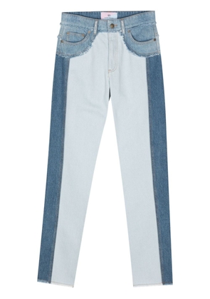 Chiara Ferragni contrast fringed tapered jeans - Blue
