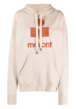 MARANT ÉTOILE logo-stamp cotton-blend hoodie - Neutrals