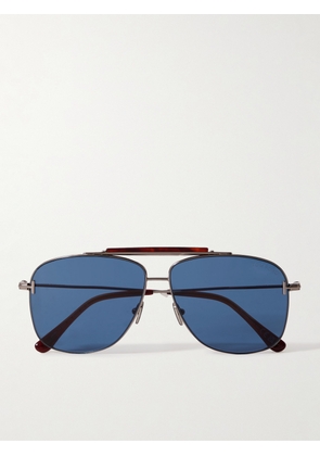 TOM FORD - Aviator-Style Silver-Tone and Tortoiseshell Acetate Sunglasses - Men - Silver