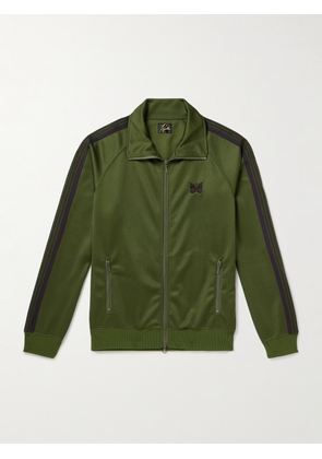 Needles - Webbing-Trimmed Logo-Embroidered Tech-Jersey Track Jacket - Men - Green - S