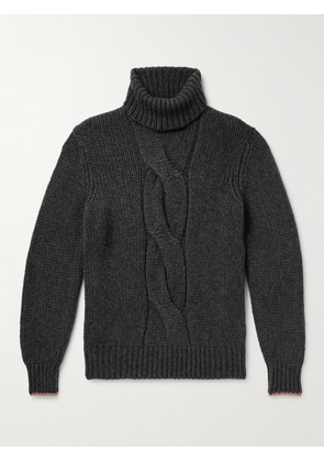 Brunello Cucinelli - Cable-Knit Cashmere Rollneck Sweater - Men - Gray - IT 46