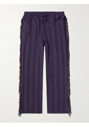 Needles - Straight-Leg Fringed Jacquard Trousers - Men - Purple - S