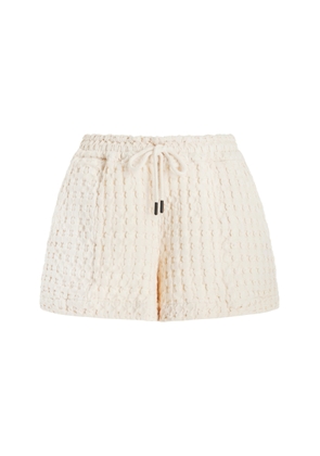 Oas - Drizzle Waffle-Knit Cotton Shorts - Ivory - XL - Moda Operandi