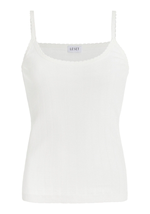 Leset - Pointelle-Knit Cotton Tank Top - White - XL - Moda Operandi