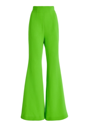Sergio Hudson - High-Waisted Wool Crepe Flare Pants - Green - US 0 - Moda Operandi