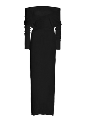Beare Park - Off-The-Shoulder Cotton-Cashmere Maxi Dress   - Black - AU 8 - Moda Operandi