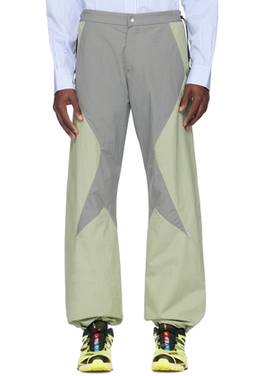_J.L - A.L_ Gray & Green Paneled Track Pants
